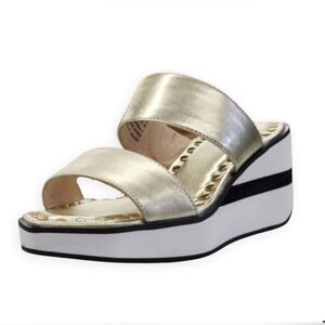 Cecelia New York Beecher Platform Sandal Metallic Gold Leather 8.5 M
